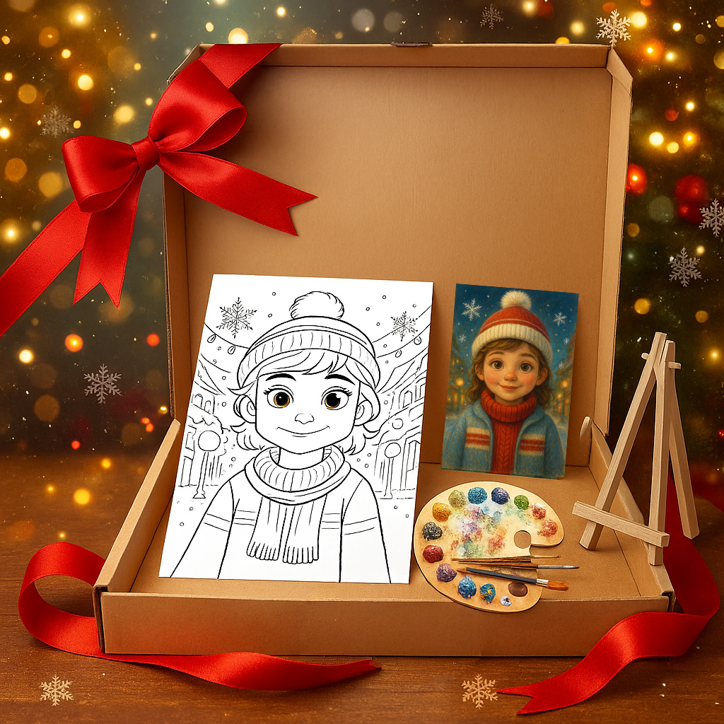Примерна кутия за оцветяване с празнична илюстрация